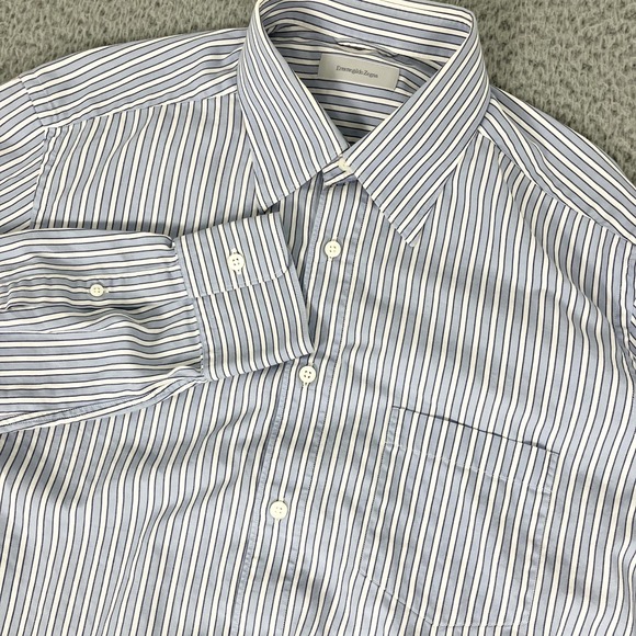 Ermenegildo Zegna Other - Ermenegildo Zegna Shirt Mens XL Blue Stripe Regular Fit Dress Long Sleeve Cotton
